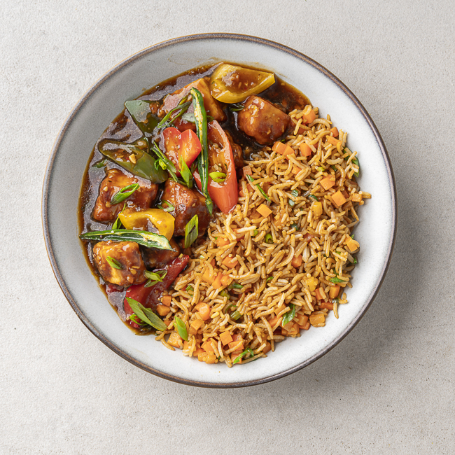 Mixed Vegetable Chilli With Carrot Fried Rice